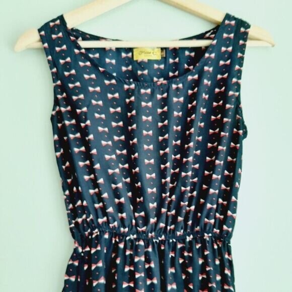 MAX C London Waist-Defined Knee Length Midi Dress Navy Blue Sz S - Picture 3 of 11